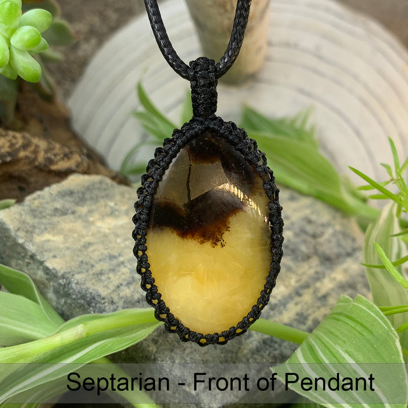 Septarian Macrame hänge halsband