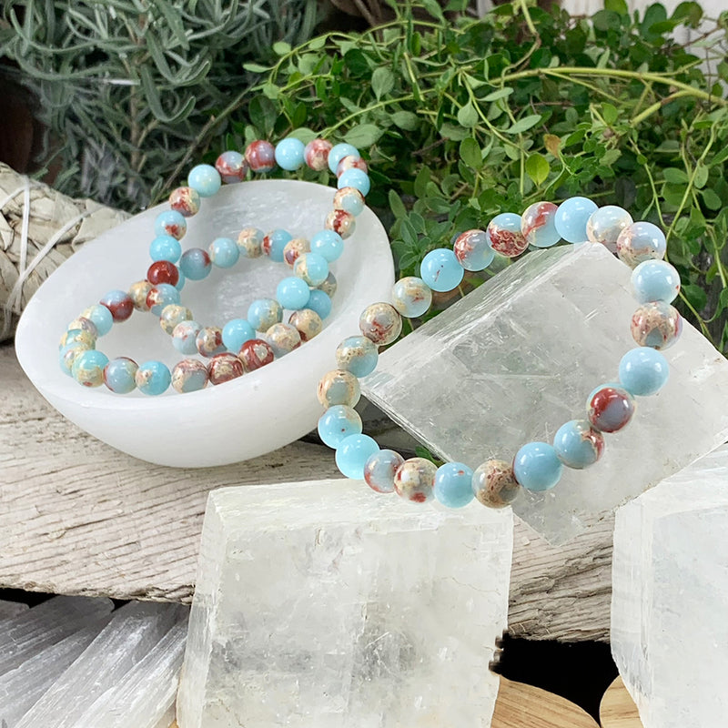 Mala Azure Variscite armband med sammetspåse