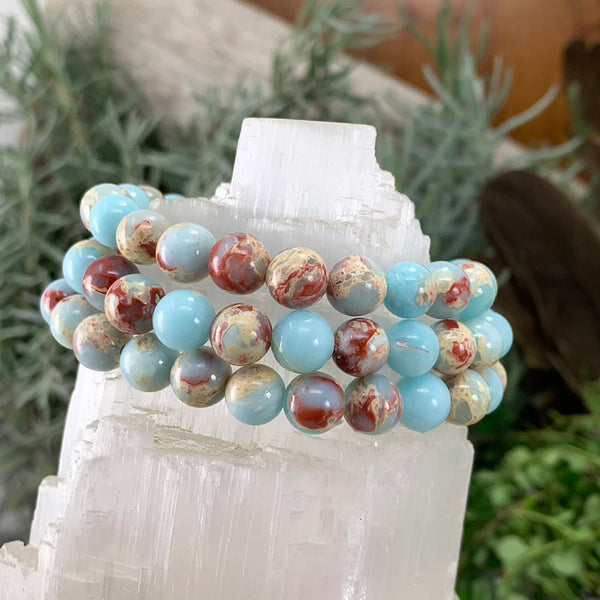 Mala Azure Variscite Bracelet With Velvet Pouch