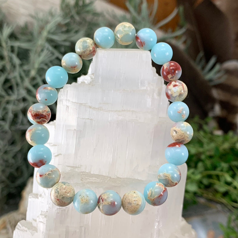 Mala Azure Variscite armband med sammetspåse