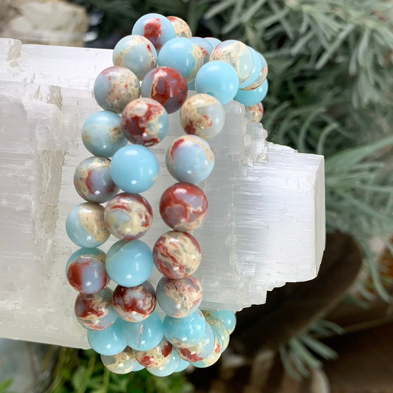 Mala Azure Variscite armband med sammetspåse