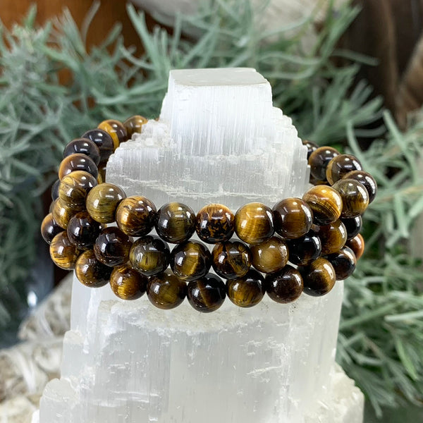 Βραχιόλι Mala Tiger's Eye με βελούδινο πουγκί