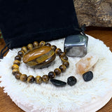 Tiger's Eye Mala Armband Fortitude Pouch Set