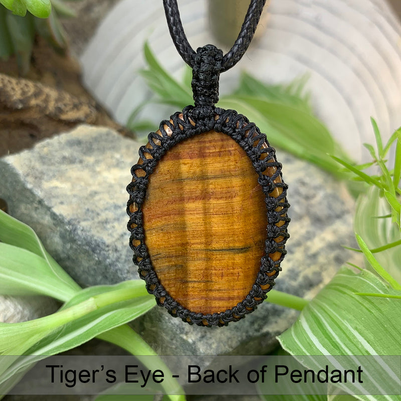 Tiger's Eye Macrame hänge halsband