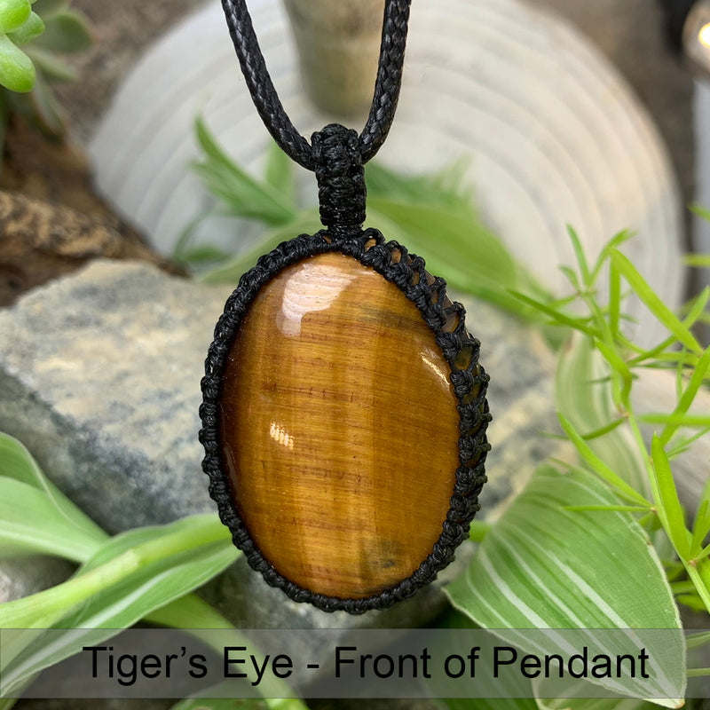 Tiger's Eye Macrame hänge halsband