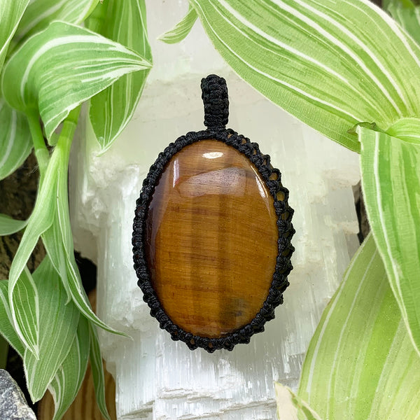 Tiger's Eye Macrame hänge halsband