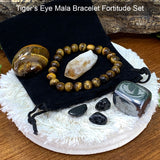 Tiger's Eye Mala Armband Fortitude Pouch Set