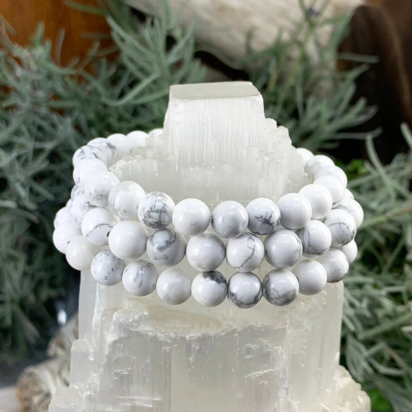 Βραχιόλι Mala White Howlite με βελούδινο πουγκί